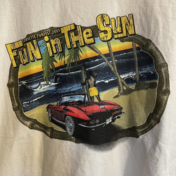 SOLD 2005 Corvette Fun Fest Mid-American 2 Sided Graphic T Shirt Sz XL White … - Picture 2 of 9